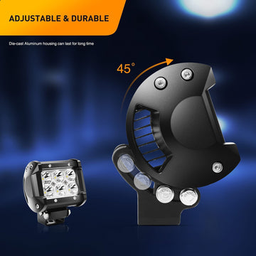 2 Pcs 18W Spot LED Pods with 16AWG 3Pin Wiring Harness-2 Leads